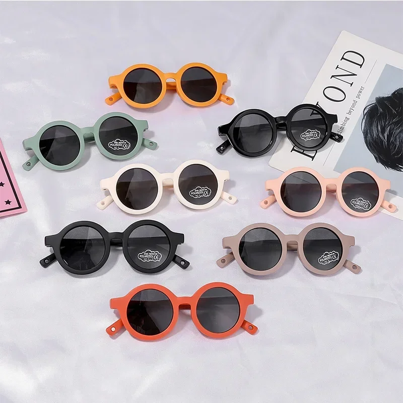 Kids Sunglasses Round TAC Polarized Baby Sunglasses for Toddler Boys Girls TPEE Flexible Soft Frame with Strap for Infant Age 0-3
