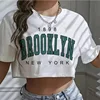 T Shirt Los Angeles Number 91 Brooklyn Graphic Round Neck Sports Crop T-shirt Casual Crop Top Women Cropped 1