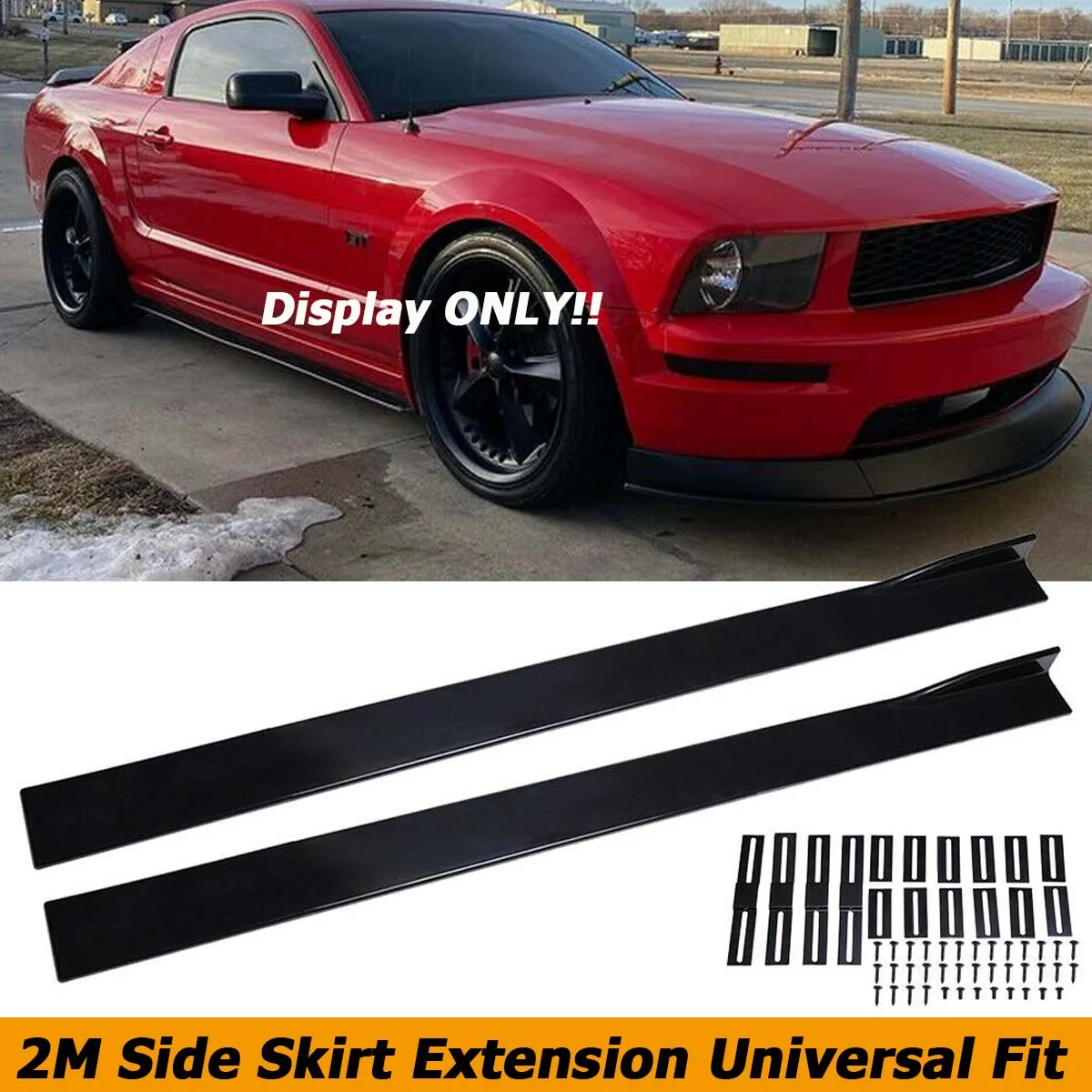 

2M Side Skirt Universal Ford Mustang GT Shelby GT500 2000-2022 Extension Kit Splitter Apron Lip Winglet Car Accessories