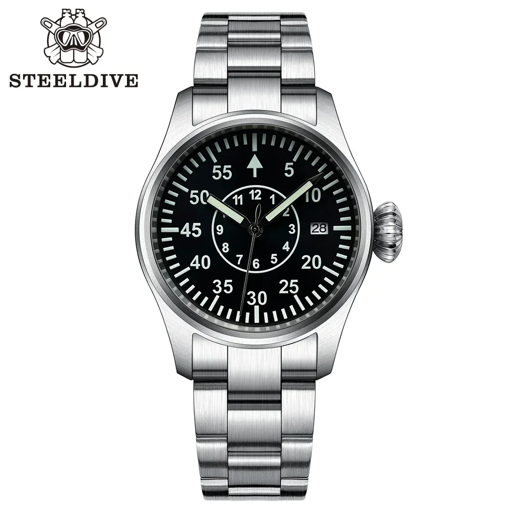 

SD1928T STEELDIVE Марка NH35 200M водонепроницаемые часы для дайвинга 39 мм нержавеющая сталь стандартный черный циферблат C3 зеленый светящийся 10 дюймов