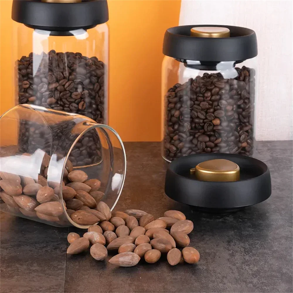 Tanque selado a vácuo para grãos de café, vidro transparente, frascos de armazenamento de alimentos, à prova de umidade, extração de ar, recipiente hermético 3