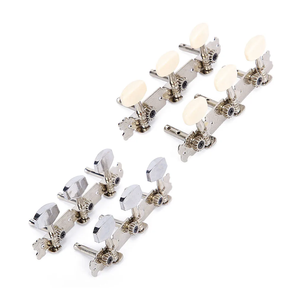 Chrome Guitar String Tuning Pegs - Set of 6 (3 Right, 3 Left) for Acoustic/Folk Guitars