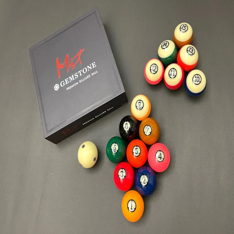 Mit Gemstone Premium Billiard Ball Set, 2-1/4 Inch, 16 Balls for Pool Tables, Professional Pool Balls