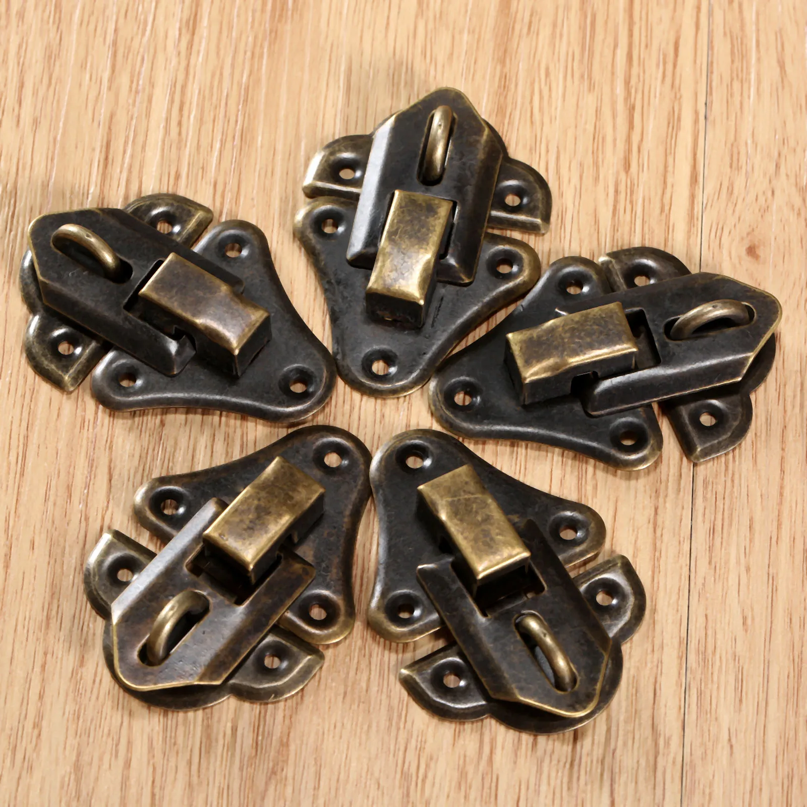 5 Pcs Antique Brass Drawer Latches Jewelry Chest Box Gift Box Buckles Toggle Hasp Latch Catch Clasp Furniture Fittings 48x35mm