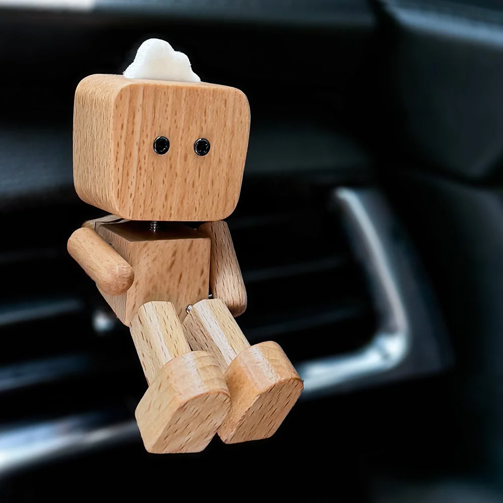 Shaking Wooden Man Figurine Car Decoration Small Ornaments Leg-swinging Robot Figurine Cute Wood Man Car Good Creative Gifts