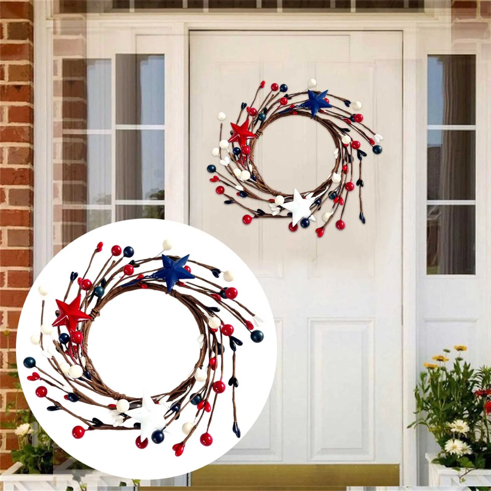 

Кольцо-Гирлянда для свечей на День Независимости, красные белые и синие ягоды с красными белыми и синими ягодами, свеча на день Святого Валентина с подсветкой