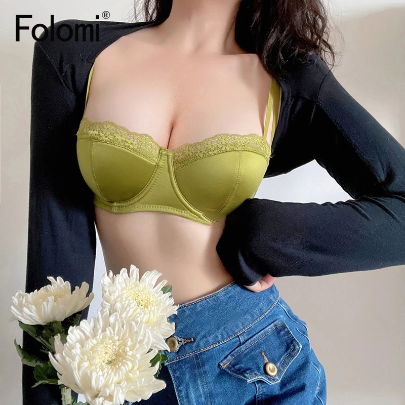 

Folomi Sexy Bra for Women Push Up Half Cup Bras Satin Underwire Brassiere Femme French Style Intimate Lingerie