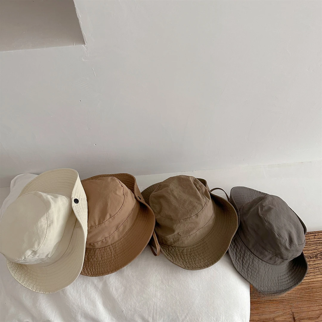 New Children Bucket Hats Summer Solid Color Sunhat Kids Fishing Hat Sunshade Visor Boys Girls Outdoor Fashion Beach Cap For 2-6Y 3