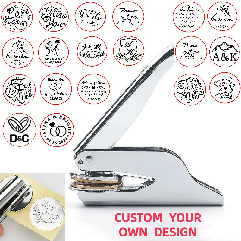 

Custom Embosser Stamp, Notebook Pocket Embosser, SeaL Stamp, Book Stamp, Hand-held Embosser, Wedding Custom Design