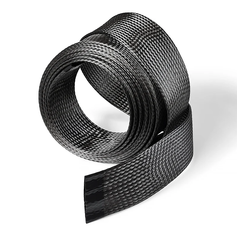 1M 탄소 섬유 케이블 슬리브 브레이드 4MM-80MM 중공 전도성 테이프 와이어 차폐 슬리브 고온 방지