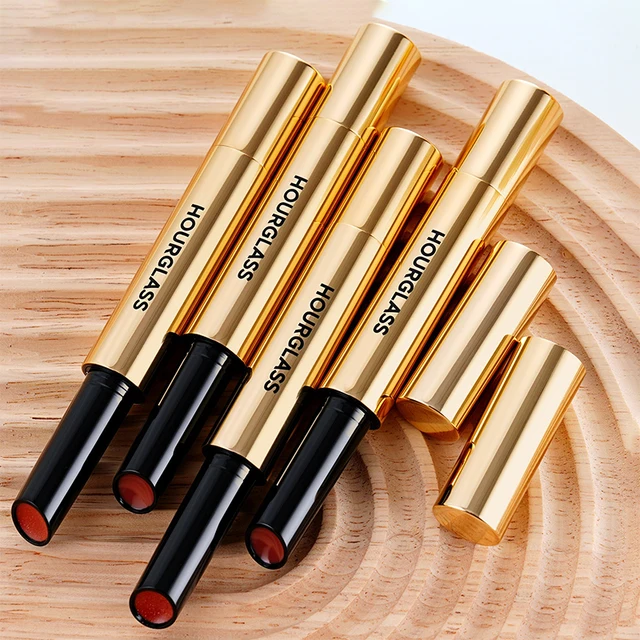 Hourglass Rouge à lèvres et baume brillant volumisant 6 couleurs, tube métallique de luxe avancé, couleur Chocolat Thé au lait cannelle 1