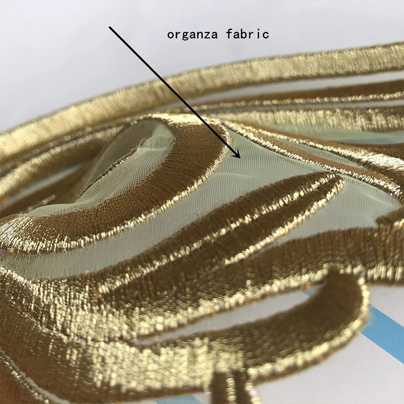 Gold Thread Mesh Embroidery Collar Patch Heavy-Duty Embroidered Gold Lace Appliques DIY Sewing Clothes Decorative Accessories