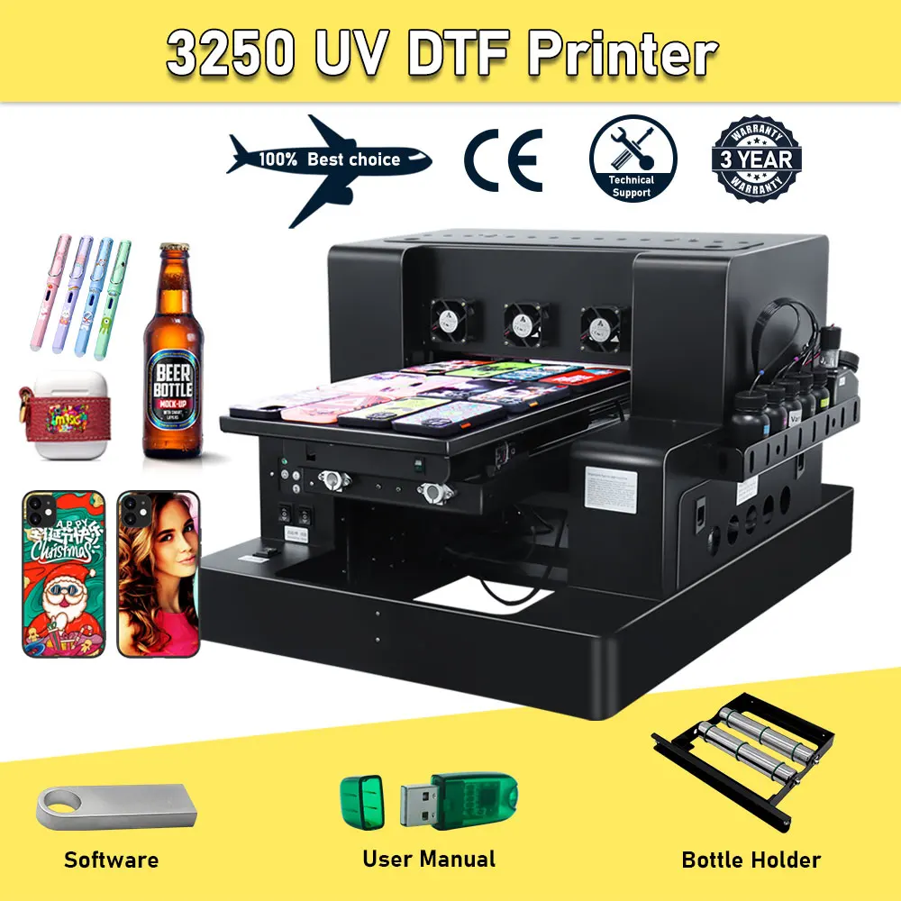 

A3 UV DTF Printer L805 Flatbed UV Printing Machine A3 UV impresora For Acrylic Bottle Wooden Metal Phone case