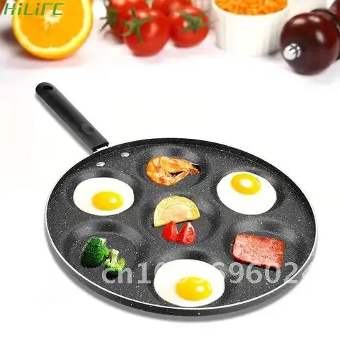 

Pan Fry Egg Omelet Maker Non-stick Pot 4/5/7-hole Thickened Breakfast Steak Ham Frying Pancake Pans Oil-smoke No Cooker