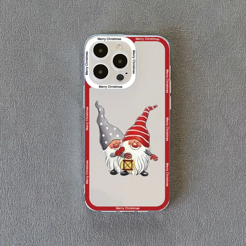 Festive Santa Claus Clear Phone Case - Cute Holiday Design, Durable Transparent Back Cover