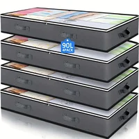 4Pack 90L Under Bed Storage Containers, Closet Organizers, Foldable Underbed Storage Bags for Blankets, Comforter, Sweaters 1