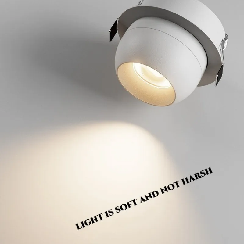 Round 355 Angle Rotate Dimmable LED COB Recessed Downlight 7W 9W 12W Ceiling Spot Light Pic Background Indooor Living Room led downlight,recessed ceiling spotlight,ceiling lamps