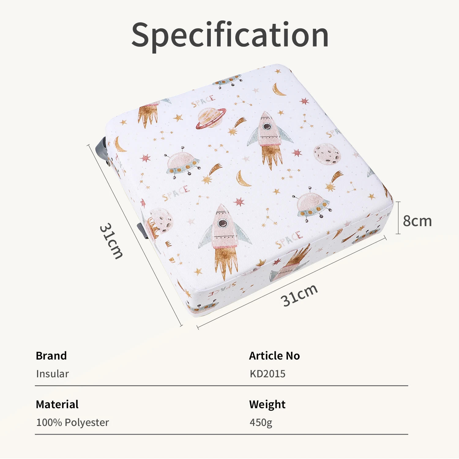 INSULAR Kids Non-slip Highchair Seat Pad Baby Dining Chair Booster Cushion Removable Child Heightening Chair Cushion Waterproof