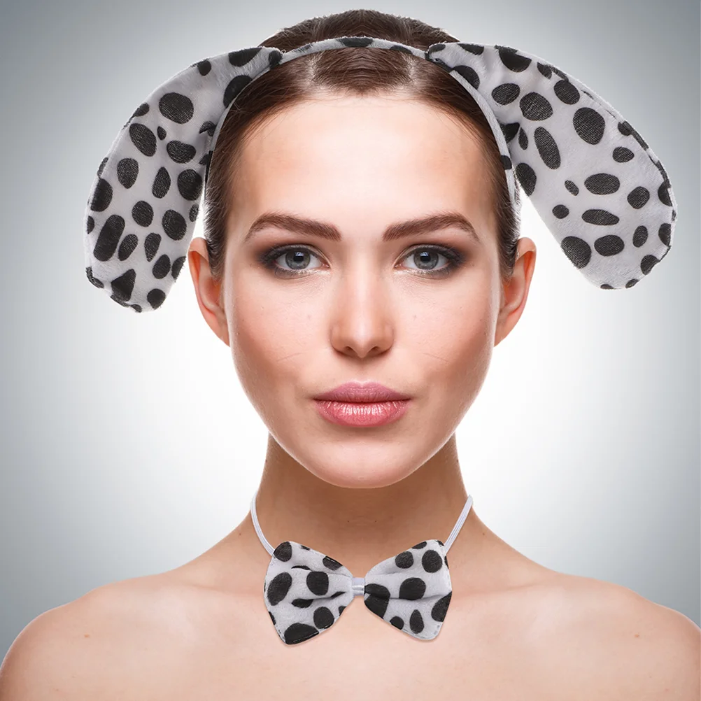 6 Sets Dalmatian Ears Headband Animal Costume Party Supplies Fabric Decorative Kids Bow Tie 4