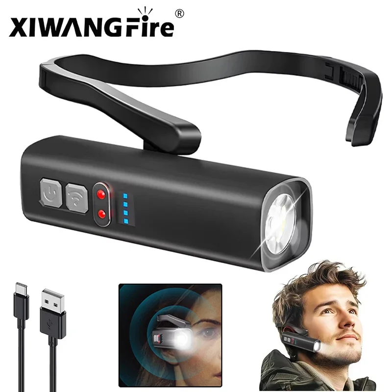 Ear-Hanging LED Headlamp - 1000 Lumens Motion Sensor with 3 Light Modes for Hands-Free Camping, Running, and Repair