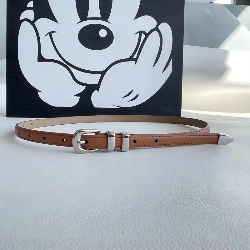 2023 Women\'s Leather Thin Belt Korean Casual Vintage Jins Fashion with Jeans Skirt Versatile Designer Luxury Belt