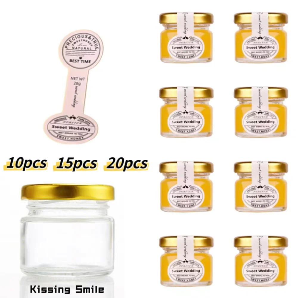 1oz  Mini Honey Jar For Bulk Gold Lid Glass Bottle Set or With Custom Label Wedding Sticker Gift Lots Food Storage Containers 3