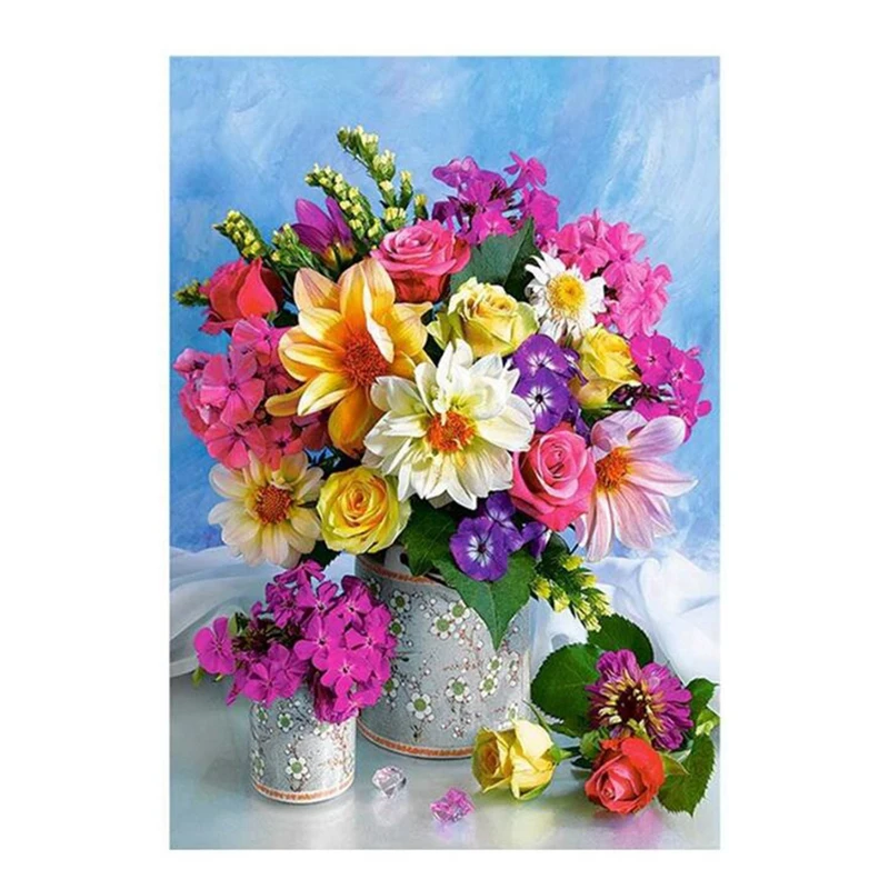 

HOT SALE D.I.Y Full Drill Diamond Drawing Colored Flower Cross Stitch Sets