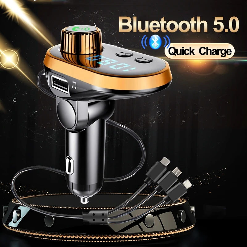 Car Bluetooth 5.0 Fm Transmitter Mp3 Bluetooth Car Car Accessories