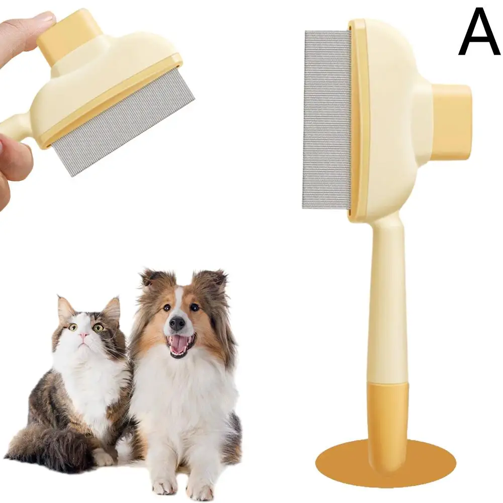 2 Peignes Autonettoyants Pour Chat/chien – Dents En Acier Inoxydable, Bouton De Déverrouillage, élimine Poils Morts Et Nœuds