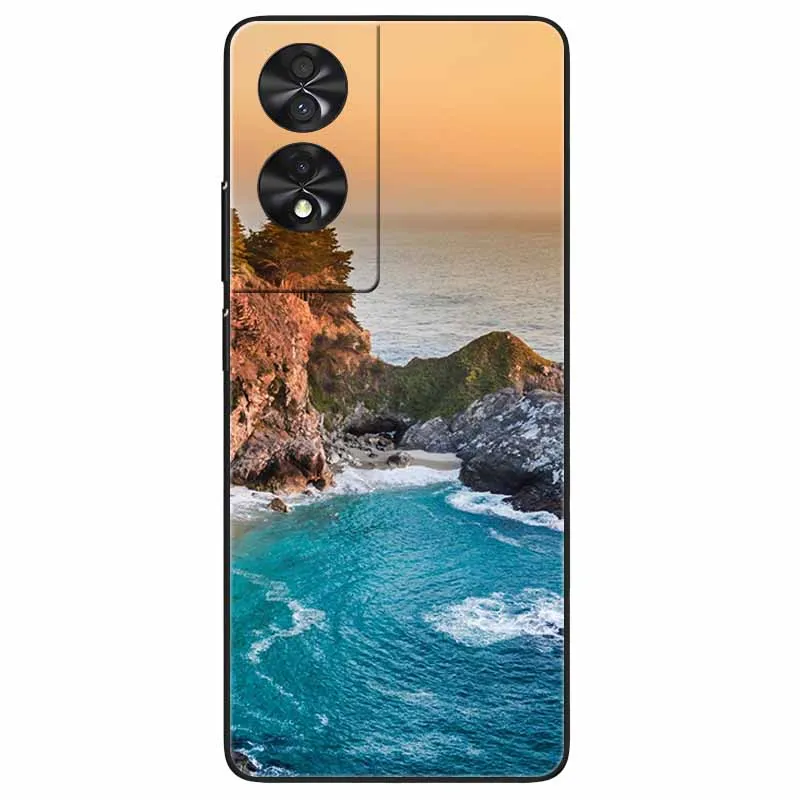 Floral Silicone Soft TPU Phone Cover with Black Bumper