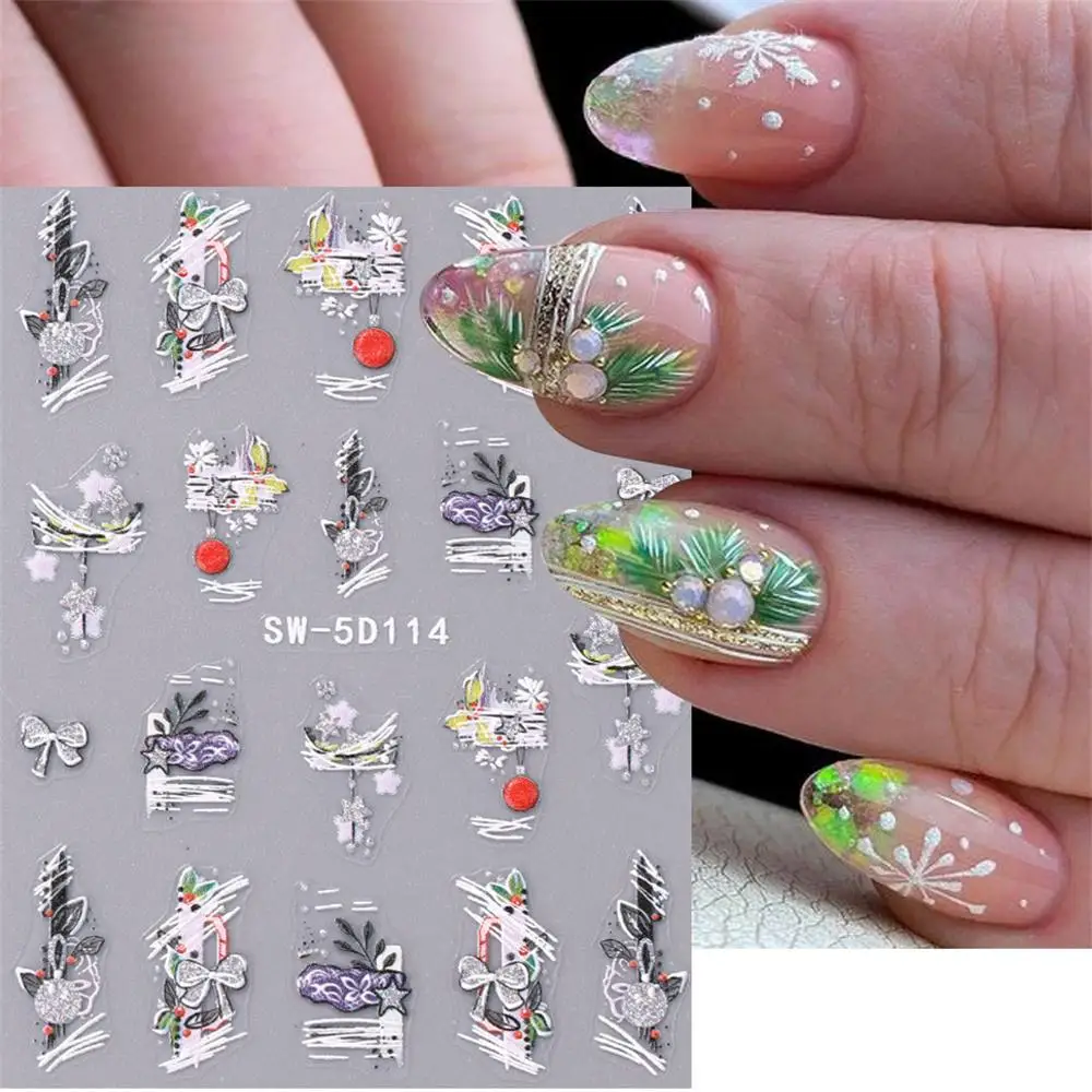 

Snowman Nail Stickers Lovely Happy And Eye-catching Perfect For Christmas Manicure Long-lasting Adhesive Unique 3d Relief Design