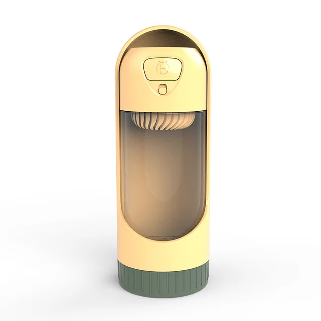 Portable Pet Dog Water Bottle 300ml Drinking Bowl for Small Large Dogs Feeding Water Dispenser Cat Dogs Outdoor Bottles Yellow With Filter