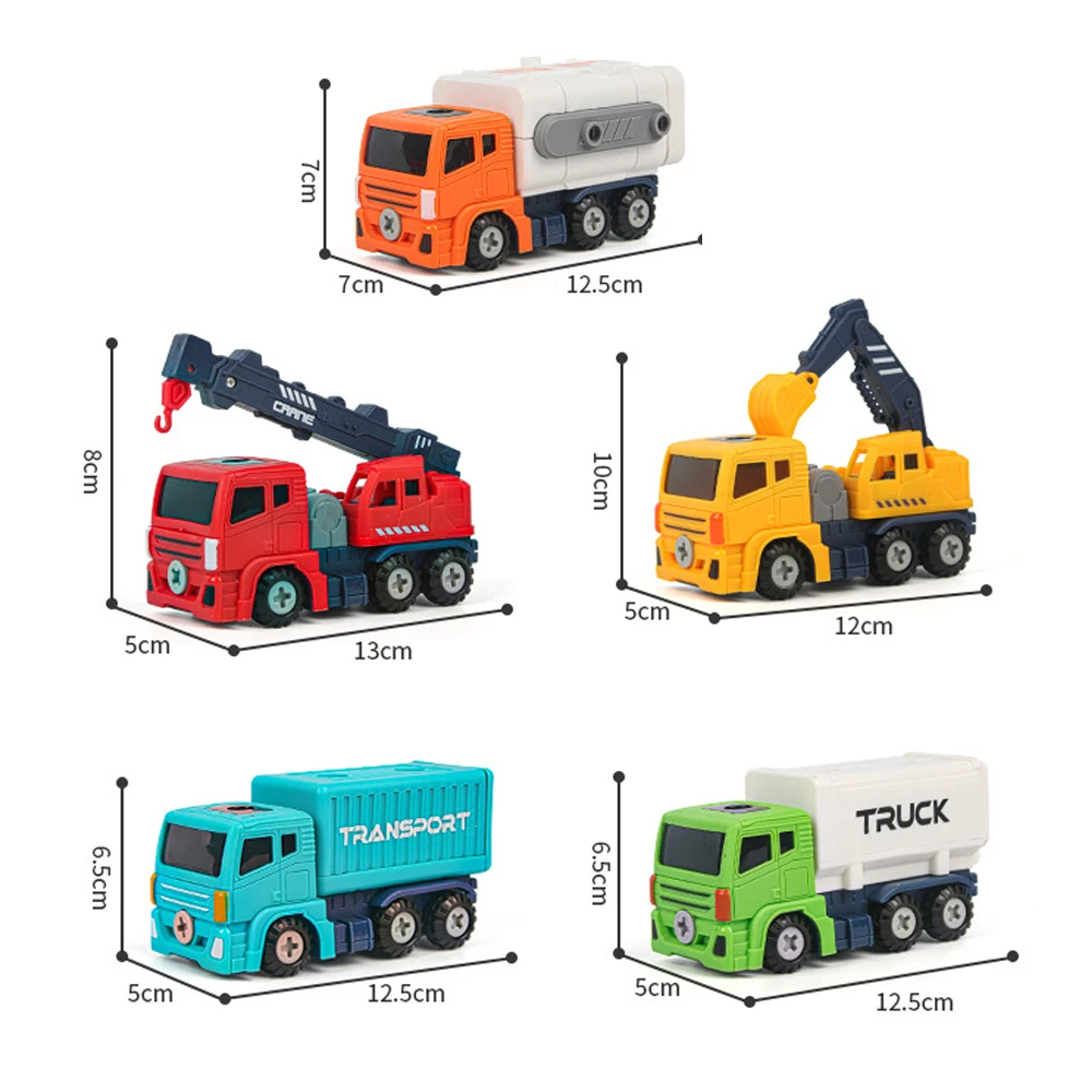DIY Construction Truck Toys Take Apart Trucks Robot Vehicle Fire Engine Toy Screw Build Car Robot Toy for Boy Kids Building Gift 3