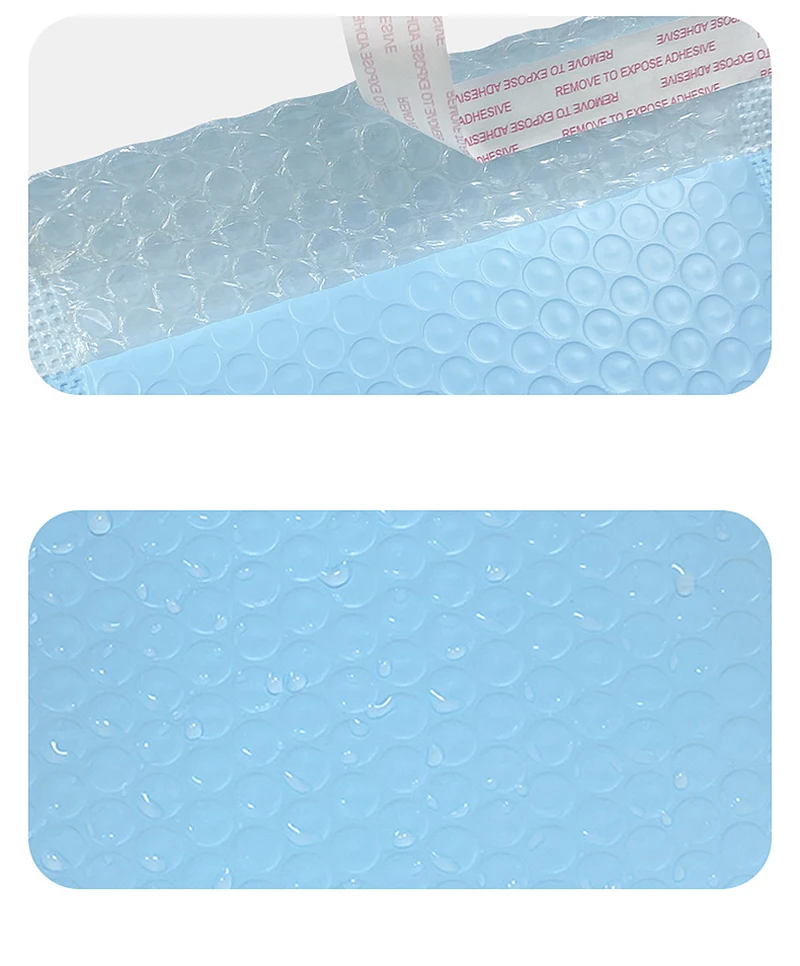 충격 방지 패딩 배송 봉투, 밀크 블루 플라스틱 버블 백, 소규모 비즈니스 용품, 방수 포장 버블 우편물, 50 개