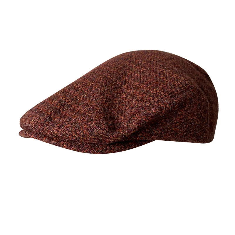 

New Wool Flat Cap Men's Golf Cabbie Hat Gatsby Ivy Cap Irish Hunting Hat Newsboy Driver Cabbies Beret 05