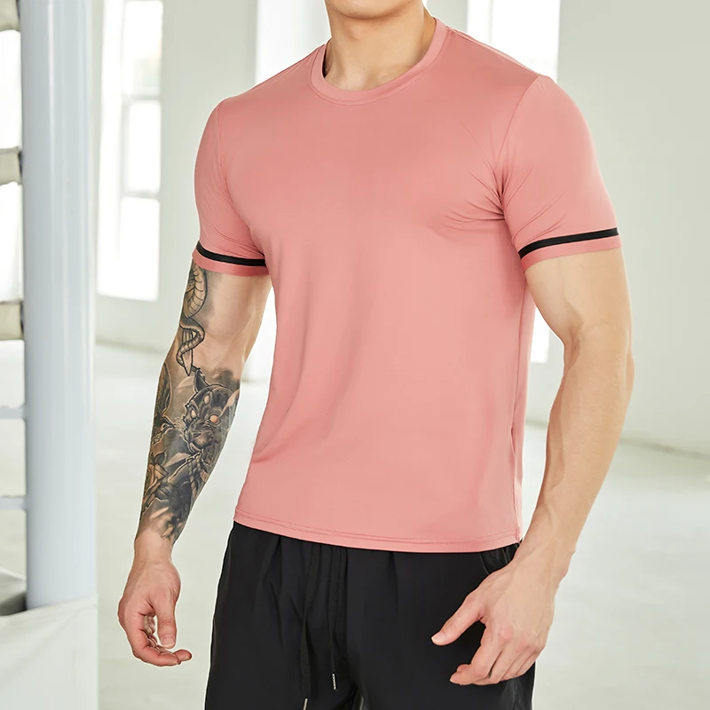 Spandex Sports Gym T Shirt Men Short Sleeve Dry Fit T-Shirt Compression Stretch Top Workout Fitness Training Running Shirt M-5XL