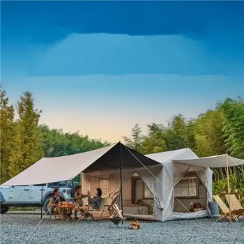 10-12 People Inflatable Tent for Camping 129 sqft Large Inflatable Tent, Easy Setup Glamping Tent with stove jack ,4 Season Tent 1