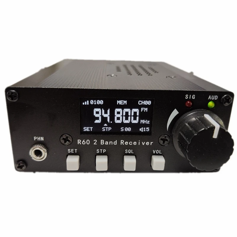 

DIY Aviation Radio R60 FM 88-108Mhz Air Band 118-136Mhz Receiver Aviation Radio PLL Secondary Frequency Conversion +Case