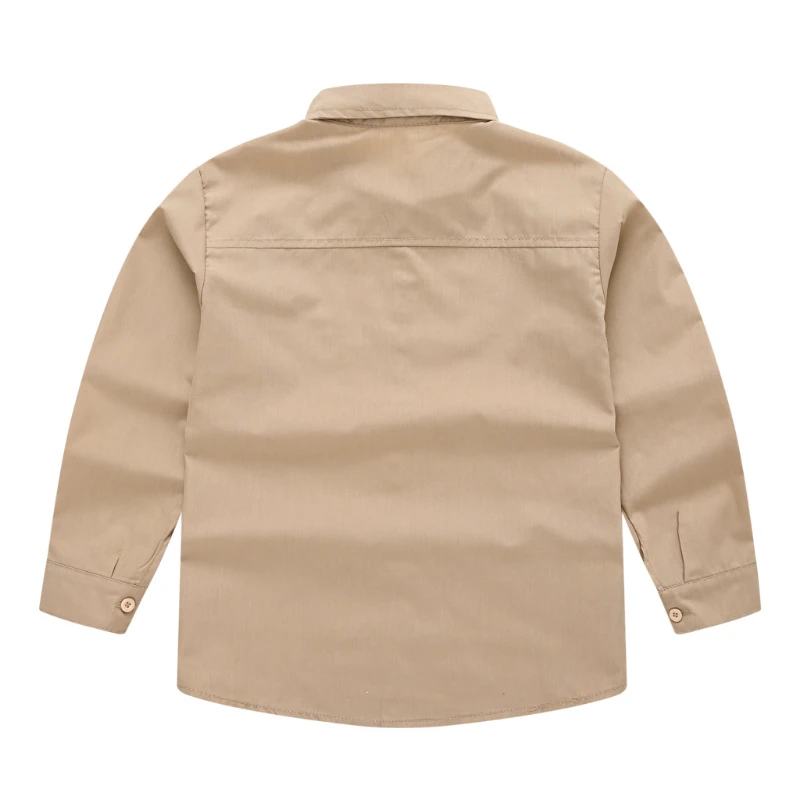 Cotton boy child shirt Long Sleeve Solid boy's social shirt Children Formal Suit School Performance blouse Boy Clothes