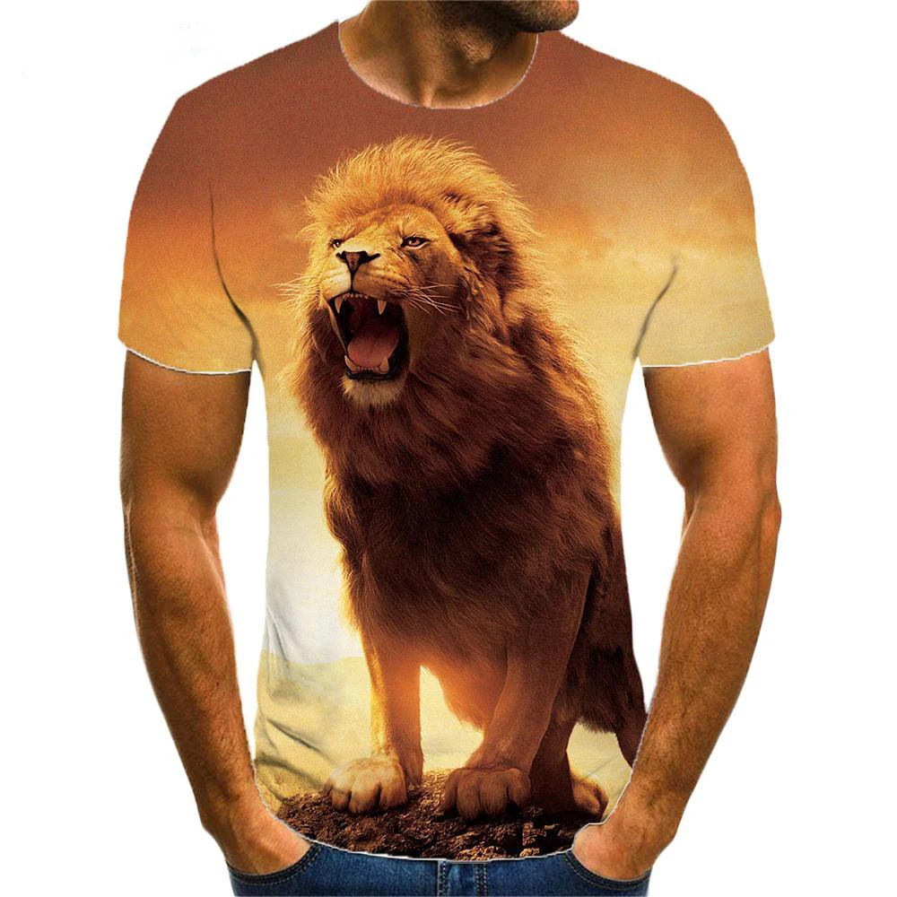 Casual Summer Short Sleeve Lion 3D Print T Shirt