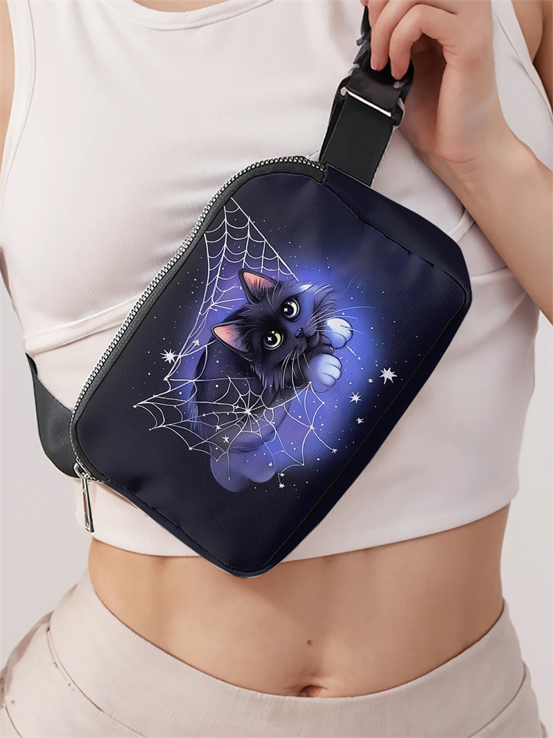 1pc,Starry Sky Cat Fashion Adjustable Crossbody Bag, Neutral Sports Waist Bag, Suitable for Running