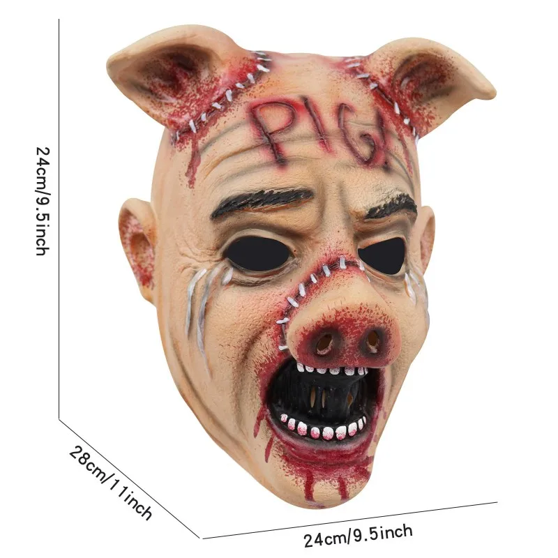 Film Horror Texas Saw Cosplay spaventoso Cry Pig maschera in lattice terrore casco Halloween Masquerade Party Carnival Prank Costume Prop - immagine 5