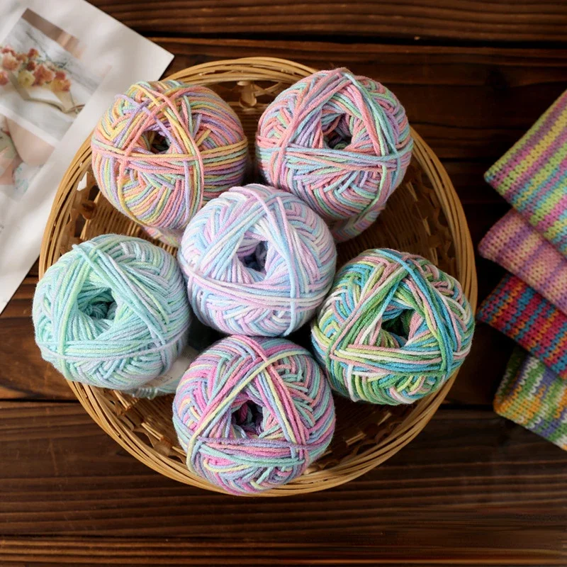 Dyed Combed Milk Cotton Yarn,50g Knitted Yarn,DIY Woven Doll Scarf,Carpet Crochet Thread,Skin Friendly Wool Material Chunky Yarn 5