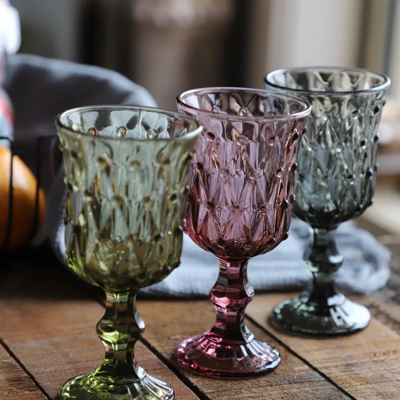 Copas de vino con cuentas Vintage 70z, Copas de color en relieve, verde,  rosa, gris, blanco, 210ml, 1 unidad - AliExpress