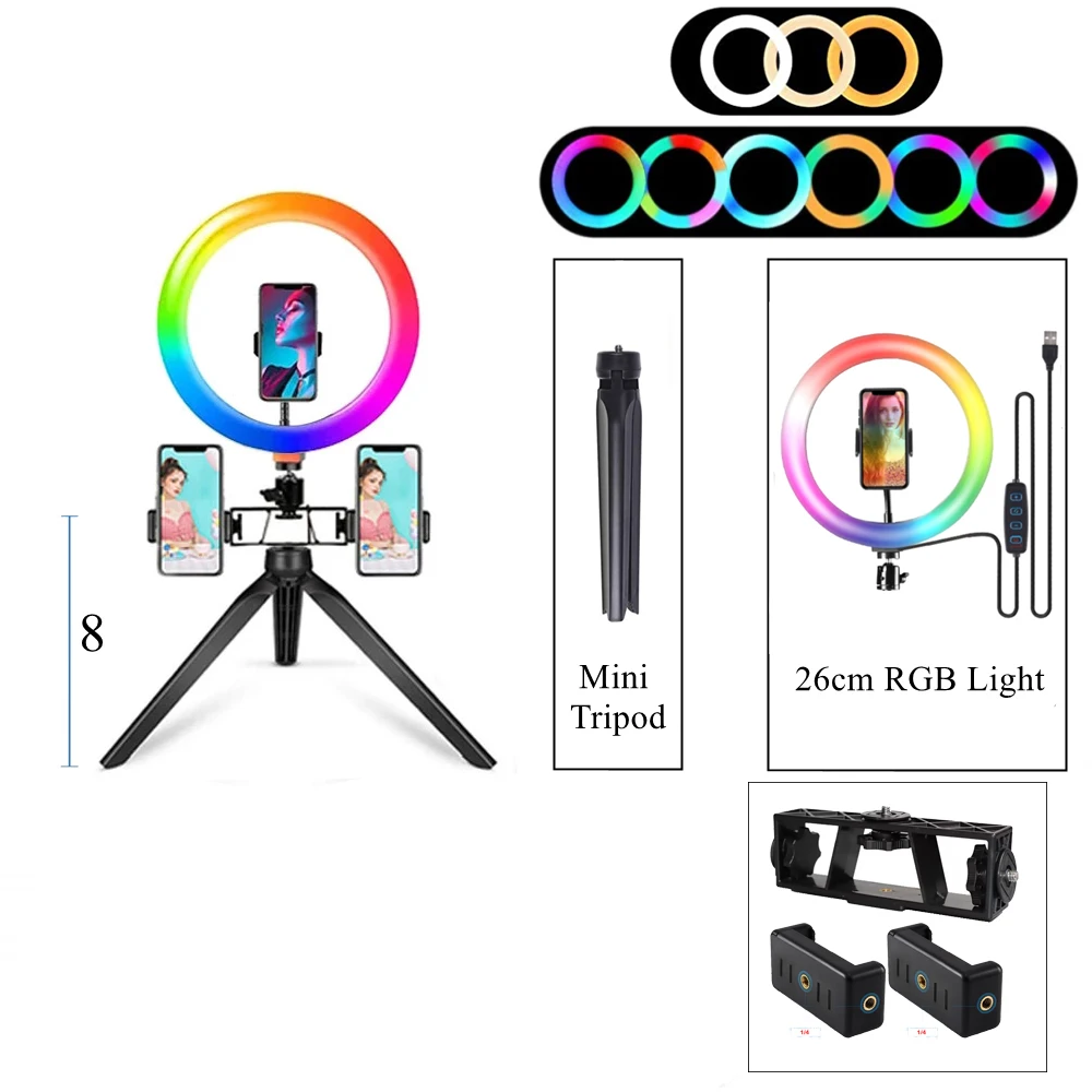 Tripod For Iphone 10'' LED Ring Light Tripod Stand Selfie Video
