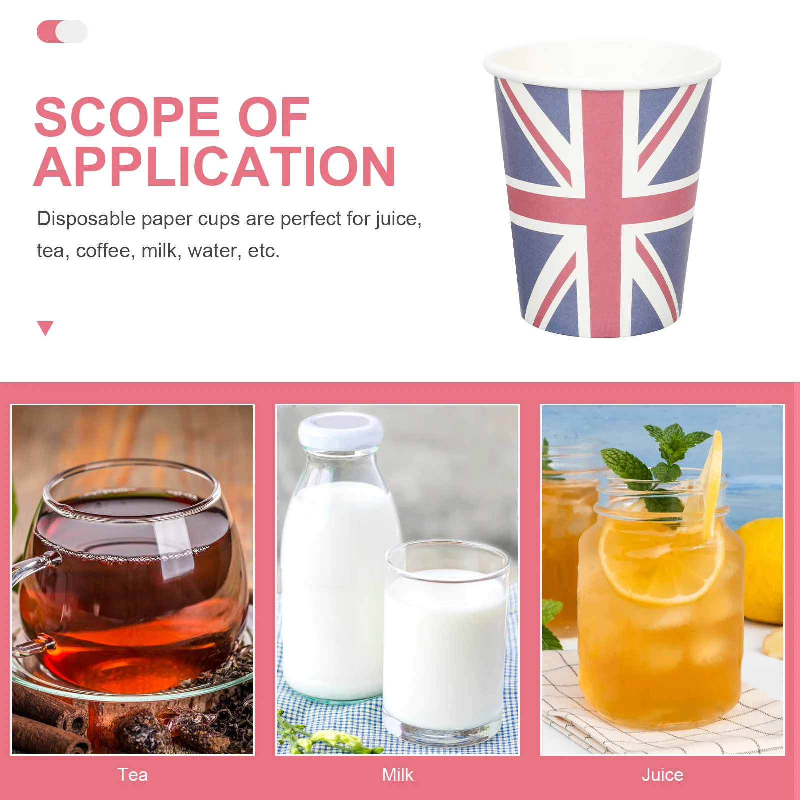 16 Pcs British Flag Paper Cup Cups for Party Water Union Jack Decorative Coffee Mug Patterns Household