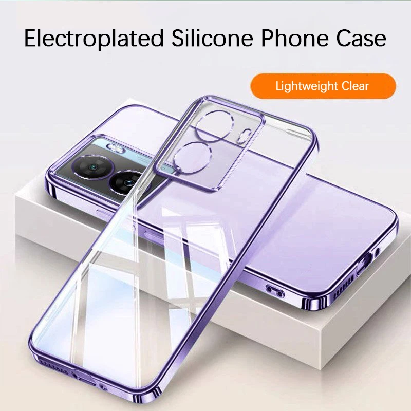 Premium Transparent Plating Silicone Phone Case - Soft Luxury Bumper Cover