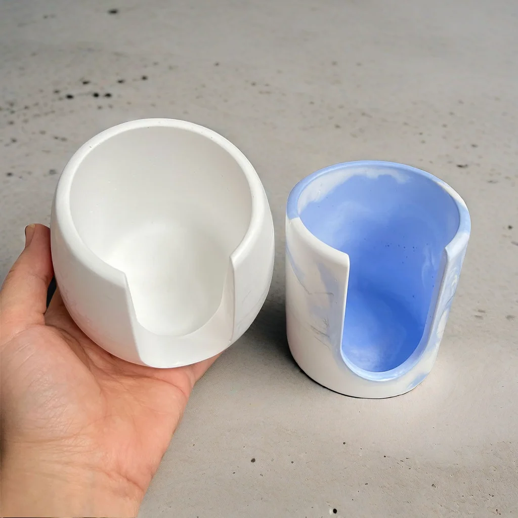 Round Concrete Silicone Mold for Aromatic Candle Holder and Hydroponic Planters