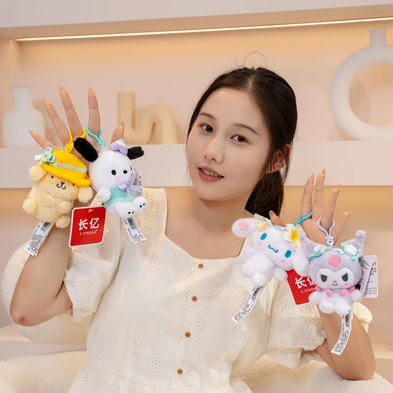 Sanrio Plush Doll Flower series Hello Kitty Kuromi Plush Stuffed Doll Cinnamoroll My Melody Pochacco Mysweetpia Plush Pendant