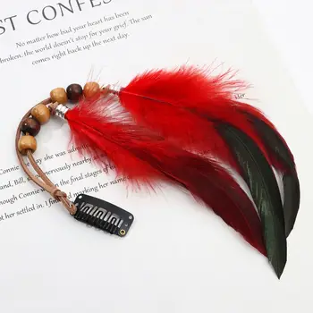 مشبك إطالة شعر من الريش ، قطع شعر ملونة بوهو خرافية ، شرابة هيبي هندية ، غطاء رأس قبلي ، موضة 2